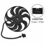Eletroventilador do radiador 12V 9 pás diâmetro 290mm 220/60W aspirante Audi A3 A4 TT Volkswagen Beetle Bora CrossFox Fox Golf Polo SpaceFox (com ar-condicionado)