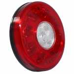 Lanterna traseira multifunção (freio / posição / ré) LED 24V redonda Ø125mm bicolor (cristal / vermelha) lado direito/esquerdo Facchini universal caminhão carreta carroceria implemento rodoviário DUO