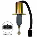 Solenoide estrangulador de parada 12V c/ conector flat de 3 vias para motor diesel Cummins Ford Volkswagen