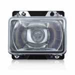 Farol principal lado direito/esquerdo com lente de vidro para lâmpada H1 sem meia-luz aro cromado suporte plástico Mercedes-Benz