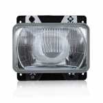 Farol principal lado direito com lente de vidro para lâmpada H4 com meia-luz e suporte plástico (bicudo) Mercedes-Benz 