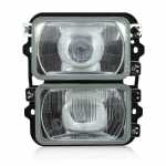 Farol principal duplo lado esquerdo com lente de vidro para lâmpadas H4 e H1 com suporte de plástico Ford F1000 F4000