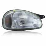 Farol principal lado direito com lente de vidro para lâmpada H4 com lanterna de pisca âmbar (laranja) Chevrolet GM Corsa