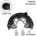 Retificador do alternador 90A Bosch KCB1 Mercedes-Benz 610 710 712 812 1114 1214 - ligações
