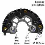Retificador do alternador 65A Bosch GCB2 Fiat Palio Weekend Siena Strada - ligações
