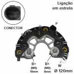 Retificador do alternador 90A Bosch KCB1 Volkswagen Delivery Worker 5140 7110 7120 8120 8150 13150 13180 15180 17180 - ligações