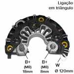 Retificador do alternador 80A Bosch NCB1 Agrale Caio Case El Detalle Iveco EuroCargo Mercedes-Benz Atron Axor New Holland Randon Scania Volkswagen Constellation Delivery VolksBus Worker