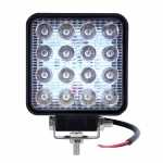 Farol auxiliar LED quadrado 109 x 109 mm com 16 LEDs cor azul 9-80V DC 48W 6500-7000K impermeável IP67 universal para máquinas agrícolas e diversos veículos