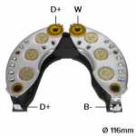 Retificador do alternador 30A / 35A / 40A / 50A / 55A / 60A / 65A / 80A / 90A Valeo A13N / A14N Volvo Penta