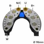 Retificador do alternador 60A / 70A / 75A / 90A Valeo A13N / A14N Renault Clio Espace Kangoo Master R9 R11 R19 R20 R21 R25 R30 Trafic - ligações