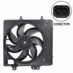 Eletroventilador/ventoinha do radiador com defletor 12V 7 pás diâmetro 342mm aspirante Citroën Aircross C3 Peugeot 208 2008 (com ar-condicionado)