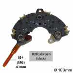 Retificador do alternador 70A Denso Suzuki Alto Baleno Grand Vitara Toyota Corolla (com 6 diodos) - ligações