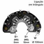 Retificador do alternador 140A / 150A Bosch E8 / EB / NCB2 Audi A4 A6 RS6 Mercedes-Benz Accelo Classe C CL CLK CLS E ML S SL SLK SLR Sprinter Mitsubishi Outlander Volkswagen Passat Touareg Volvo S40 S60 S80 V40 V70 XC70 XC90 - ligações