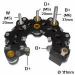 Retificador do alternador 95A / 100A / 120A Iskra AAK Case New Holland Terex - ligações