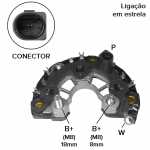 Retificador do alternador 90A Bosch KCB1 Volkswagen Delivery Worker 5140 7110 7120 8120 8150 13150 13180 15180 17180 - ligações