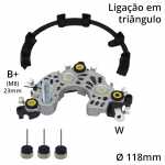 Retificador para alternador 80A Bosch C5M Ford Cargo Iveco EuroCargo Mercedes-Benz Accelo Atego Atron Axor Volkswagen Constellation Delivery VolksBus Worker