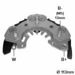 Retificador do alternador 70A Hitachi Subaru Legacy - ligações