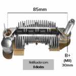 Retificador do alternador 70A / 80A Mitsubishi L200 Pajero Chevrolet GM Tracker - ligações