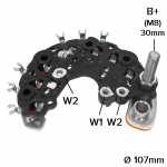 Retificador do alternador 75A / 90A / 95A/ 100A / 115A Valeo A11VI / A13VI BMW 316 318 320 323 328 520 523 528 725 Z3 Land Rover Freelander MG ZT Renault Clio Espace Mégane Kangoo Sandero Scénic Trafic Twingo - ligações