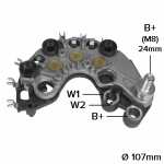 Retificador do alternador 60A / 90A Valeo SG9B Chevrolet GM Agile Celta Classic Corsa Meriva Montana Prisma - ligações