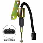 Solenoide estrangulador de parada 12V c/ conector flat de 3 vias para motor diesel Cummins
