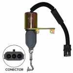 Solenoide estrangulador de parada 24V c/ conector flat de 3 vias para motor diesel Cummins