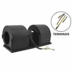 Eletroventilador interno duplo 12V com capa de proteção tamanho 318mm x 115mm com terminais diâmetro das hélices 76mm 1 velocidade climatizador interclima universal