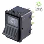 Botão/interruptor de luzes/farol 12V / 24V Mercedes Benz MB AGL (cara preta) 1113 1114 1213 1313 1314 1318 1517 1519 1520 1524 1924 1929 2013 2014 2219 Marcopolo ônibus Volare