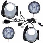 Kit farol auxiliar de milha (longo alcance) com lente de vidro para lâmpada H1 com botão interruptor, moldura e chicotes Fiat Palio Siena