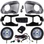 Kit farol auxiliar de milha (longo alcance) com lente de vidro para lâmpada H1 com botão interruptor, chicote e suportes Fiat Punto