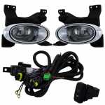 Kit farol auxiliar de milha (longo alcance) com lente de vidro para lâmpada H11 com moldura cromada, botão interruptor e chicote Honda City 2009-2011