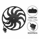 Eletroventilador do radiador com resistência 12V 10 pás diâmetro 365mm 275W aspirante Bosch Chevrolet GM Agile Corsa Montana