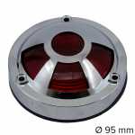 Lanterna lateral vermelha com soquete interno e aro protetor cromado lado esquerdo/direito universal