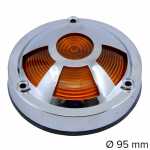 Lanterna lateral âmbar com soquete interno e aro protetor cromado lado esquerdo/direito universal