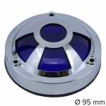 Lanterna lateral azul com soquete interno e aro protetor cromado lado esquerdo/direito universal