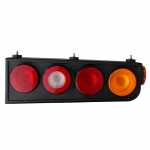 Conjunto de lanterna traseira tricolor (âmbar / cristal / vermelha) com lanterna lateral lado direito Randon carrocerias