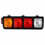 Conjunto de lanterna traseira tricolor (âmbar / cristal / vermelha) com lanterna lateral lado esquerdo Guerra carrocerias