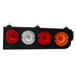 Conjunto de lanterna traseira tricolor (âmbar / cristal / vermelha) com lentes removíveis e lanterna lateral lado direito Randon carrocerias