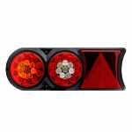 Conjunto de lanterna traseira LED bivolt bicolor (âmbar / vermelha) com triângulo retrorrefletor lado esquerdo universal