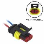 Chicote / conector 2 vias com 2 terminais mini mic / superseal fêmea para farol auxiliar e lanterna LED universal