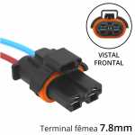 Chicote / conector 2 vias com 2 terminais fêmea para eletroventilador/ventoinha do radiador Renault Clio Kangoo Logan Mégane Sandero Scénic Symbol
