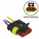 Chicote / conector 3 vias com 3 terminais mini mic / superseal fêmea