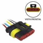 Chicote / conector 5 vias com 5 terminais mini mic / superseal fêmea para lanterna LED universal