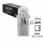 Lâmpada pingo / pingão (W2.1x9.5d) LED branca 12V/24V 0.5W (equivalente a 5W) (esmagada)