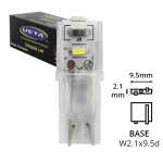 Lâmpada pingo / pingão (W2.1x9.5d) LED branca 12V/24V 0.5W (equivalente a 5W) (esmagada) 3 LEDs espigão à prova da água